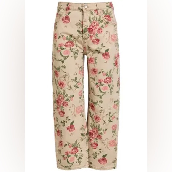 Free People Deep Trance Boyfriend Wallpaper Floral Jeans size 29 New with Tags - Picture 2 of 9